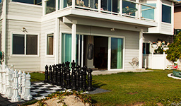 Lawn chess set as viewed from ocean side